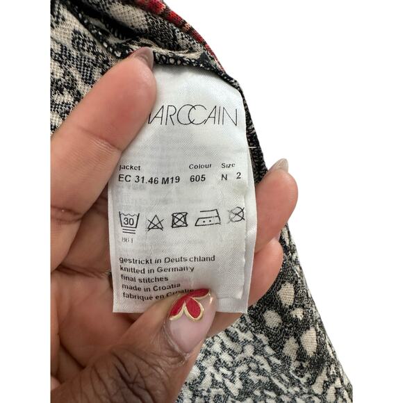 Marc Cain Cheetah Print Casual Stretch Long Sleeve Open Front Cardigan Size 2 - Picture 3 of 13